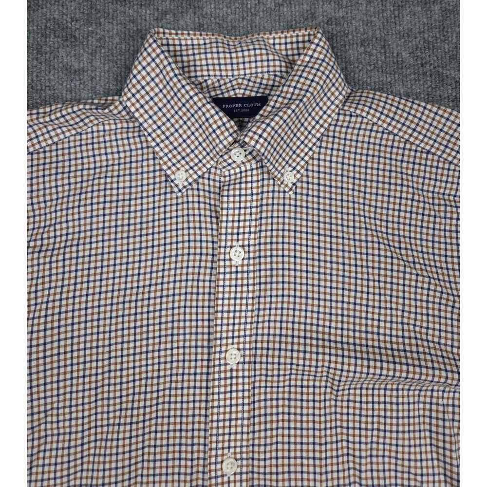 Proper Cloth Men's Dress Shirt Beige Check Oxford Cotton Crowder